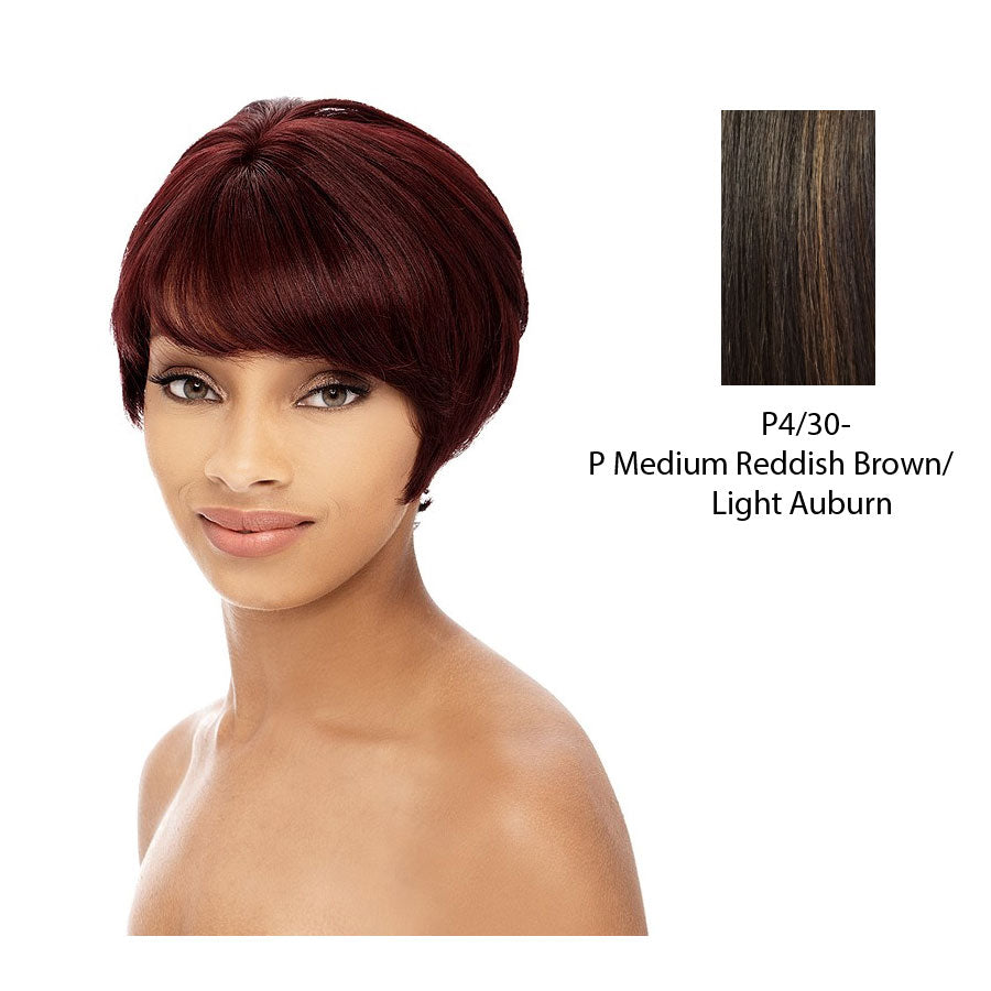 100 %Human Hair Full Wig,Medium brown base with light auburn highlights