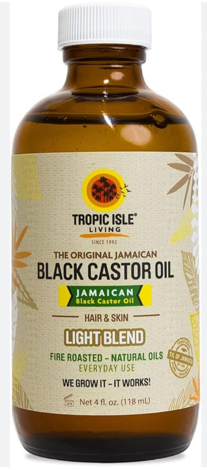 Tropic Isle Living Black Castor Oil bottle on a white background