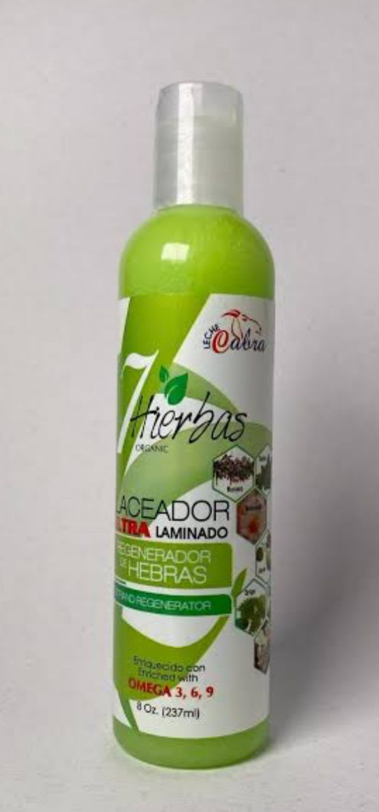 Bottle of Cabra Herbas hair conditioner on a light gray background