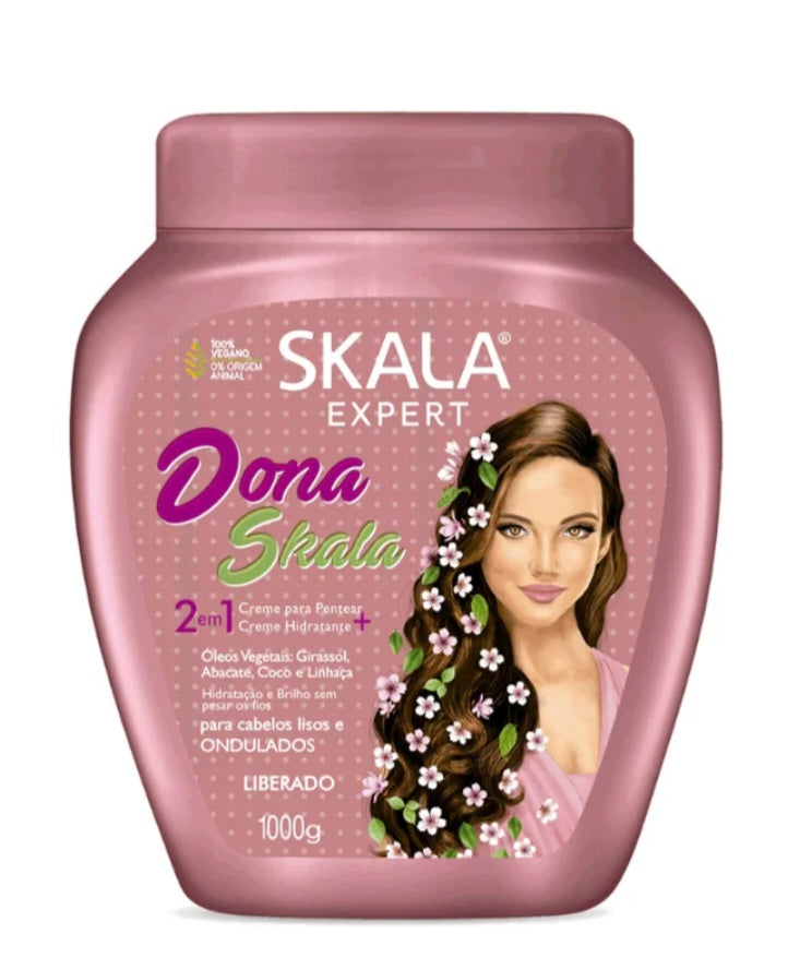 Skala Expert Dona Skala hair care product jar with a woman's face on the label.