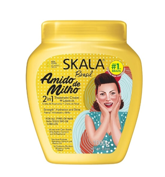 Skala Brasil hair care product jar with a woman's face on the label