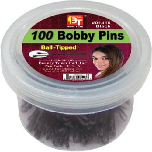 100 Bobby Pins 2" Plastic Container Black