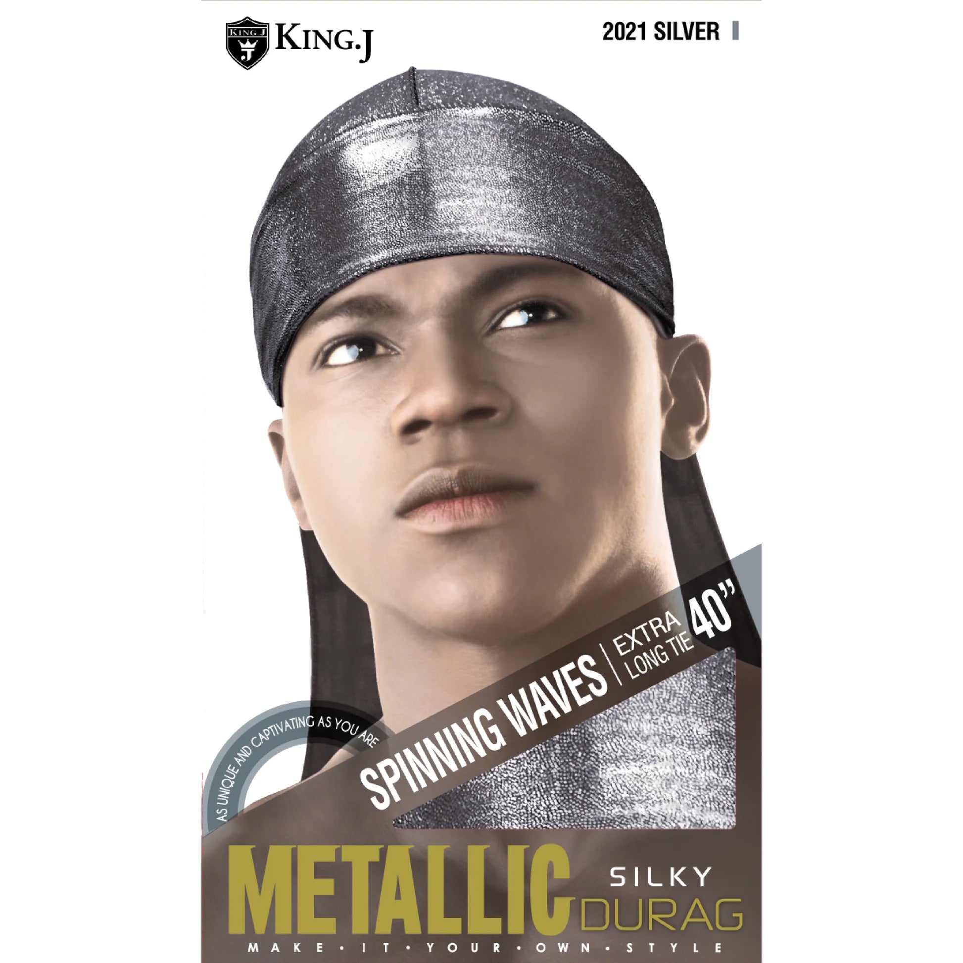 Qfitt King.J Metallic Silky Durag, Silver