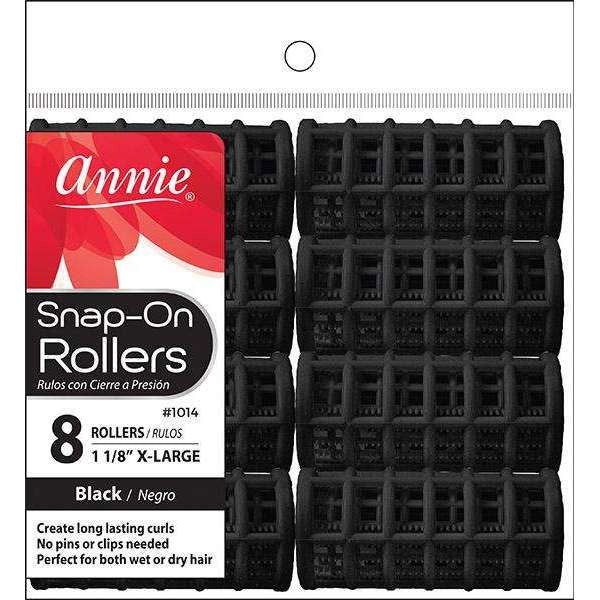 1 1/8"Annie Snap On Rollers X Large Black, 8/PK