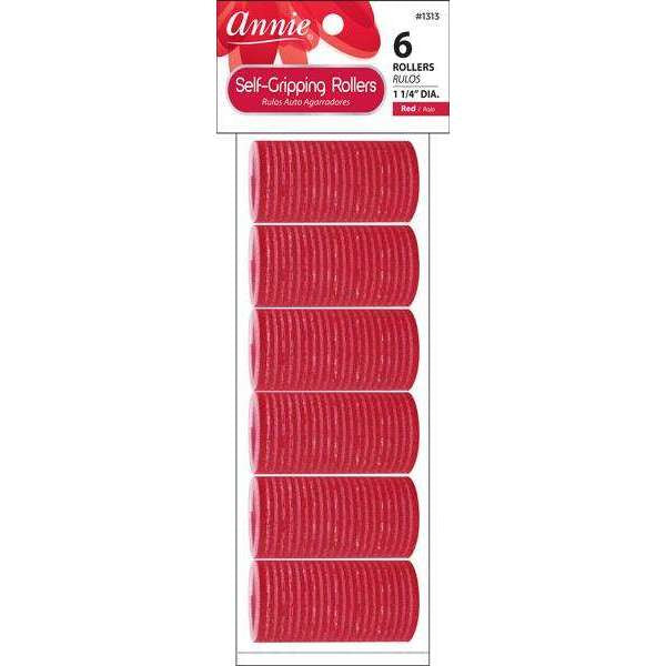 1 1/4" Annie Self-Gripping Rollers, Red, 6/PK