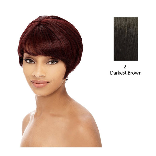 100 %Human Hair Full Wig,Darkest brown
