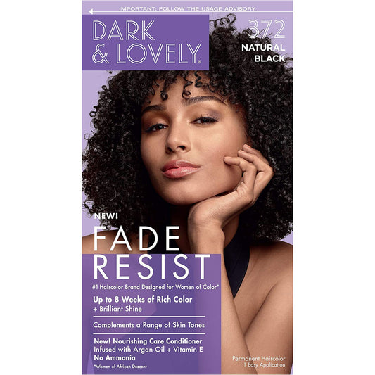 Dark And Lovely Fade Resist Hair Color, Natural Black, 372