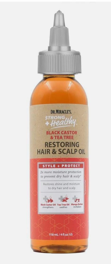 Dr. Miracle's Healthy Hair Restoring Hair & Scalp Oil bottle on a white background