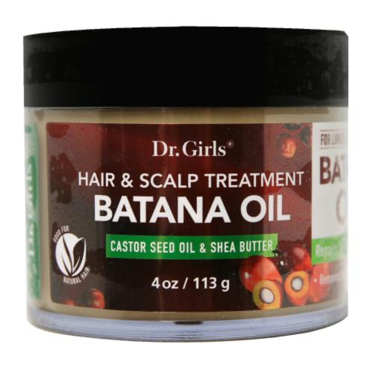 Jar of Dr. Girls Batana Oil hair and scalp treatment on a white background