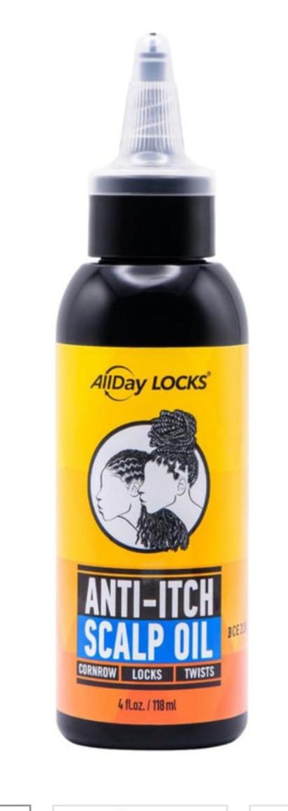 AllDay Locks Anti-Itch Scalp Oil bottle on a white background