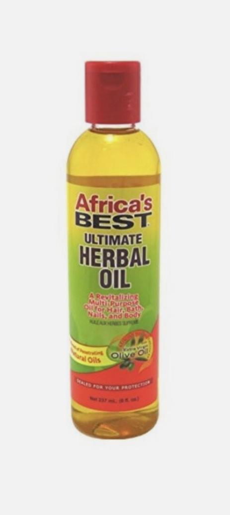 Bottle of Africa's Best Ultimate Herbal Oil on a white background