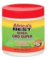 Jar of Africa's Best Herbal Gro Super hair and scalp conditioner with a red lid.
