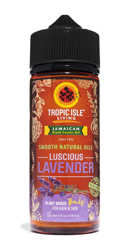 Jamaican Black Castor Oil bottle with Tropic Isle Living branding on a white background