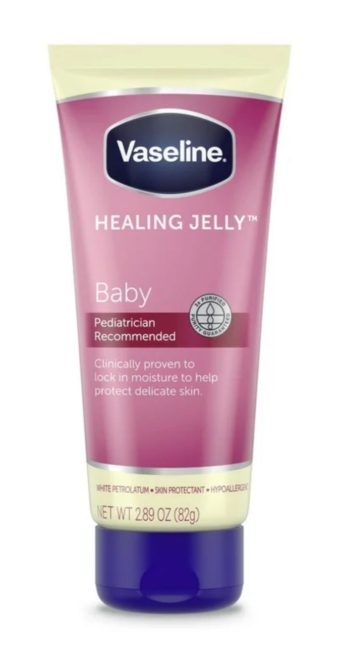 Vaseline Healing Jelly Baby tube on a white background