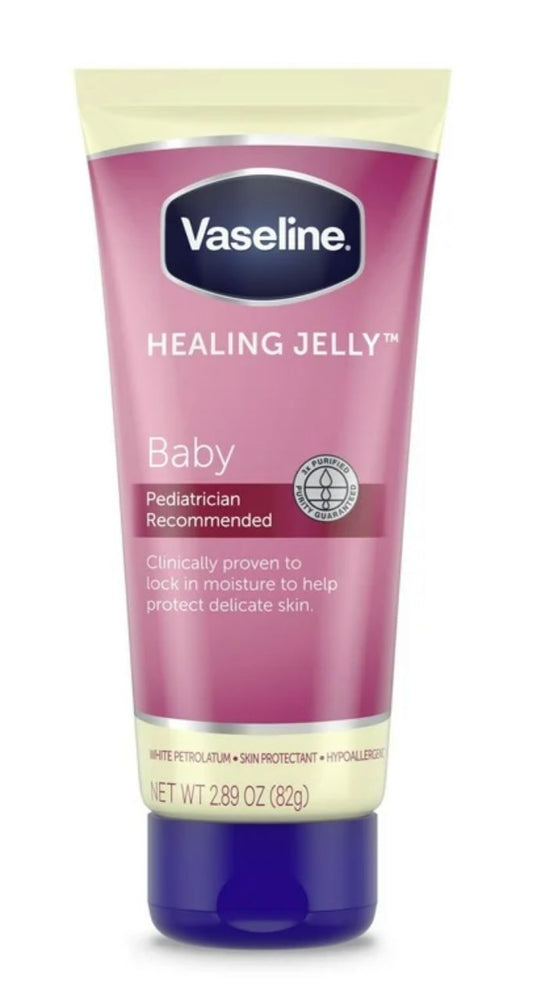 Vaseline Healing Jelly Baby tube on a white background