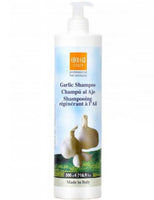 Garlic shampoo bottle with label on a white background