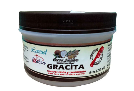 Jar of Gracita hair care product with label on a white background