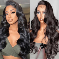 10a 180% 13+4 lace frontal wigs body wave #1b 24inch
