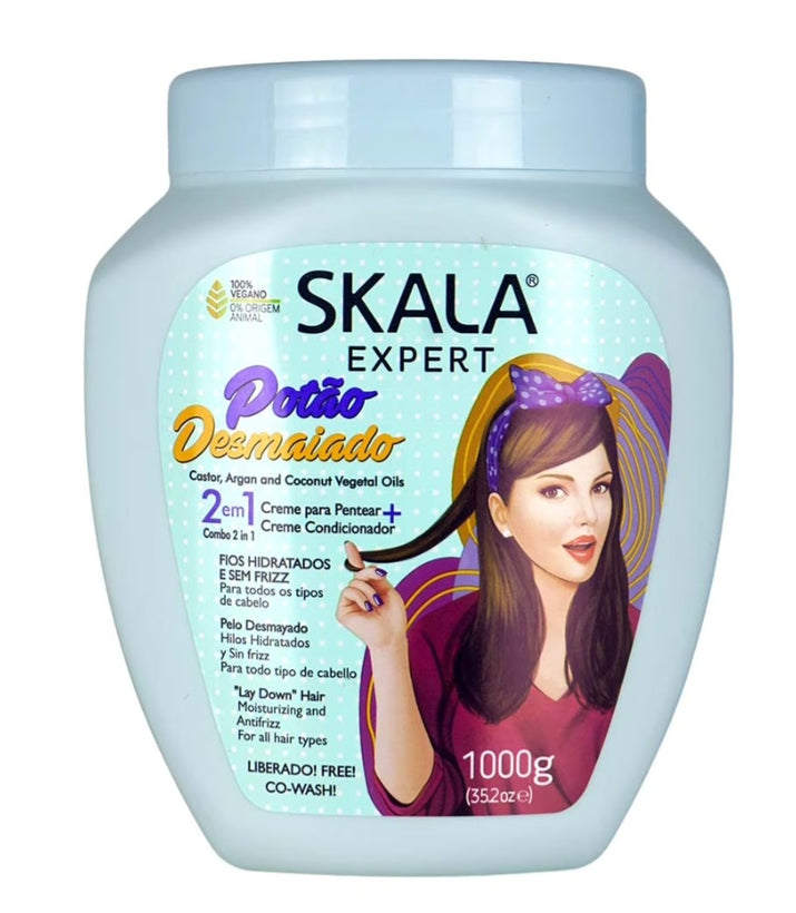 Skala Expert hair product jar with a woman's face on the label