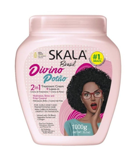 Skala Brasil hair care product jar with a woman's face on the label