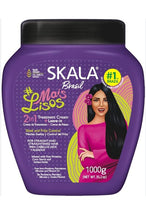 Purple jar of Skala Brasil hair care product with a woman on the label