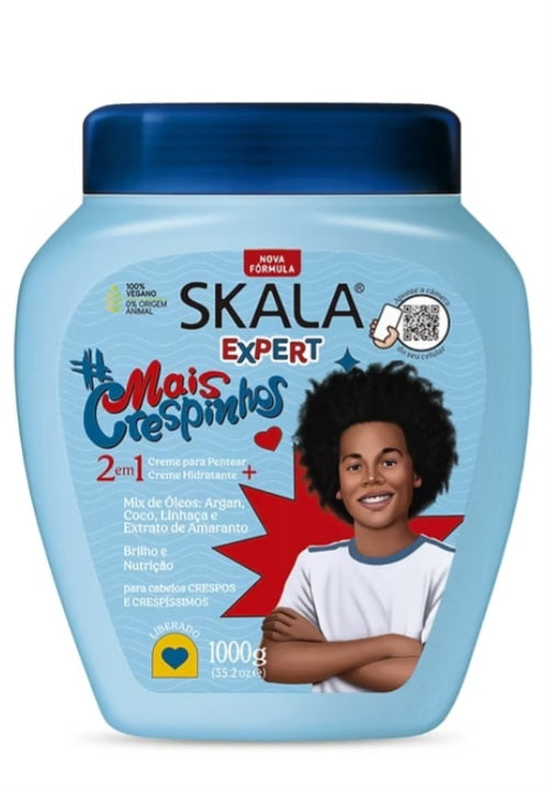 Skala Expert hair product jar with a child's face on a white background