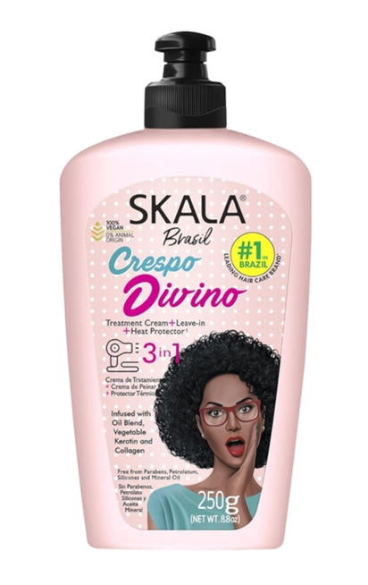 Skala Brasil Crespo Divino hair care product with a woman's face on the label.