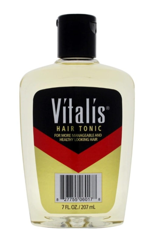 Vitalis Hair Tonic bottle on a white background