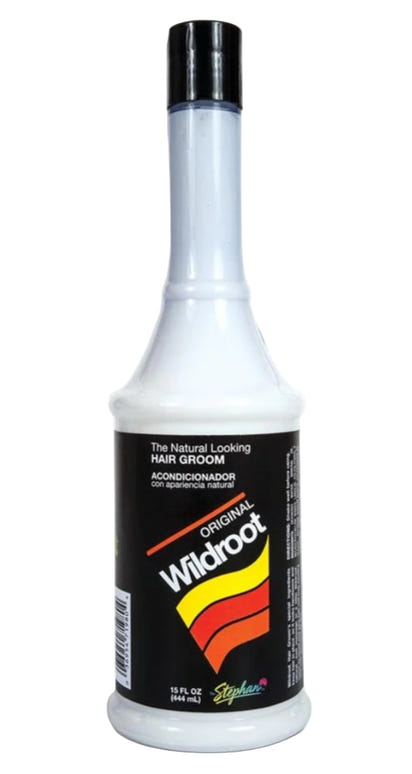 Bottle of Wildroot hair product on a white background