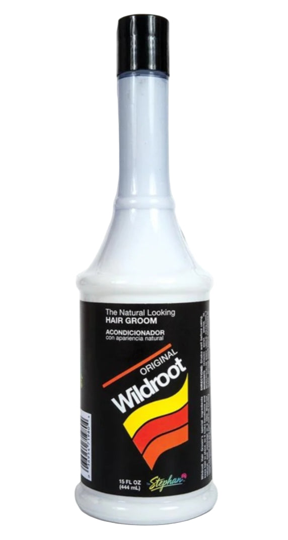 Bottle of Wildroot hair product on a white background