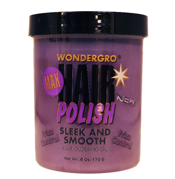 Purple jar of Wondergro Max Hair Polish on a white background