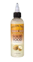 Bottle of Salon Pro Hair Food with Coconut Oil Formula on a white background